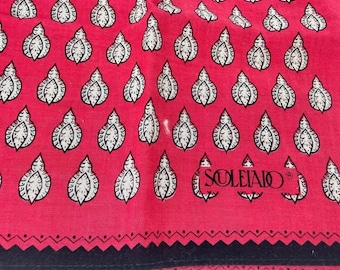 Soleiado French Cotton Bandana Scarf Pink Provencal Block Print Neckerchief