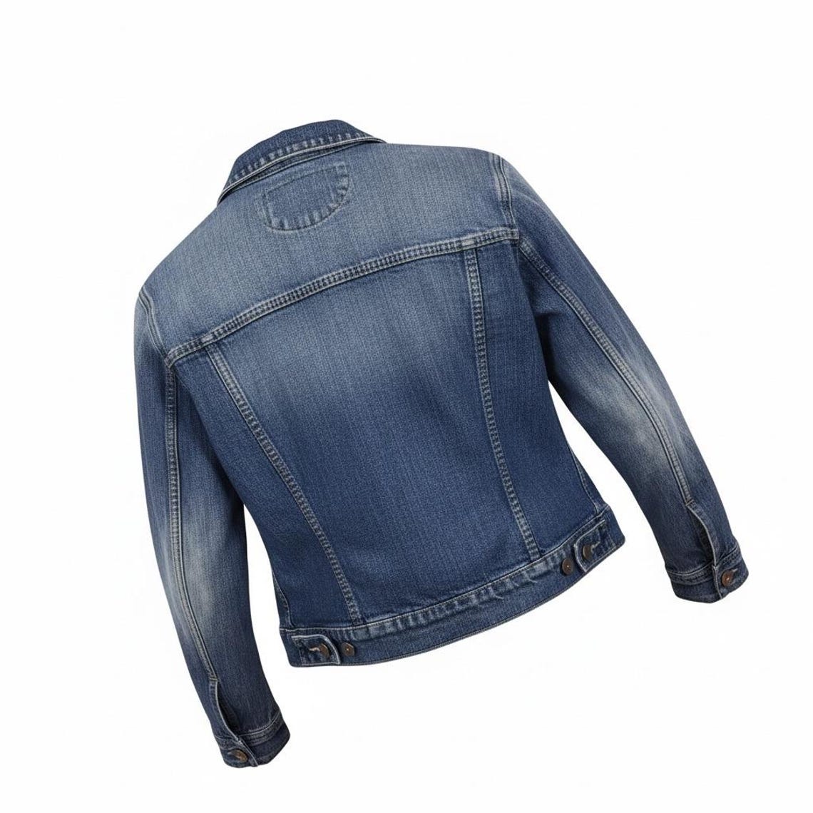 Express Womens Medium Wash Denim Jacket Blue Cropped Button Up Y2K Size XS, foto 2 de 5