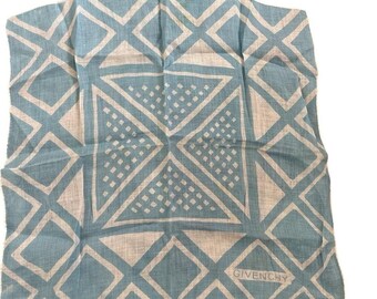 Givenchy Teal and Cream Patterned Scarf