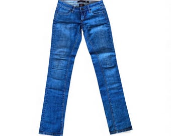 Ed Hardy damesjeans Skull Rose geborduurd blauw denim maat 28