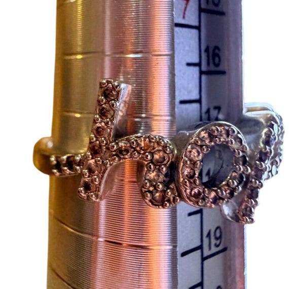 Dainty Hope Script Ring Sparkling Rhinestones Sil… - image 7
