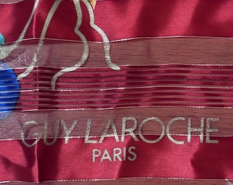 Guy Laroche Red and Gold Silk Scarf