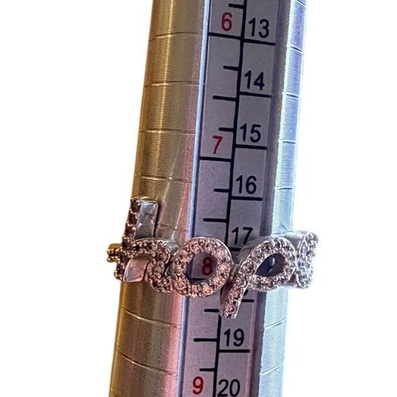 Dainty Hope Script Ring Sparkling Rhinestones Sil… - image 6