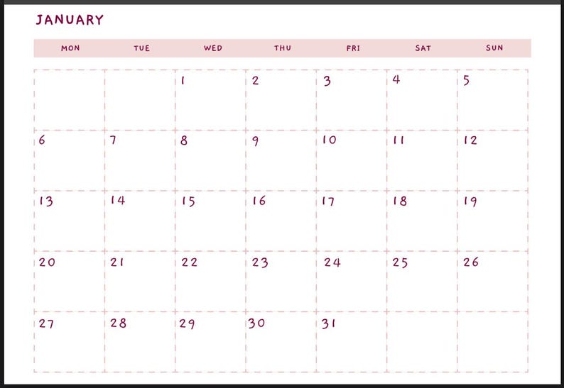 Animal Prints A4 2025 Monthly Calendar Printable Digital Download