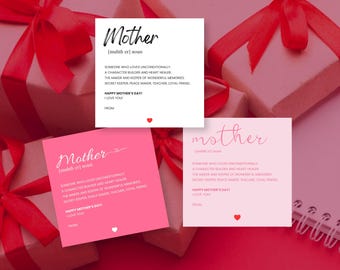 Printable Mother's Day Card 3x3 Inch Digital Download | Customizable Canva Template, 3 Fonts 3 Colors PDF A4 Print Ready Instant Download