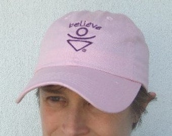 Pink BELIEVE Baseball hat, Empowered Zone, Inspirational headwear