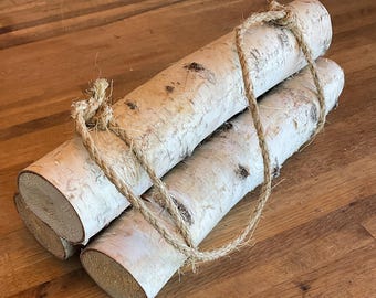 Juego de troncos de abedul (3 troncos) de 12 pulgadas
