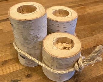 Juego de 3 candelabros de té de abedul