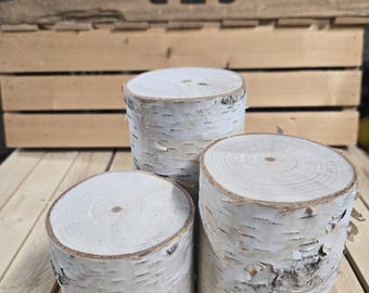 Contrahuella, pilar o pedestal de abedul blanco (juego de 3)