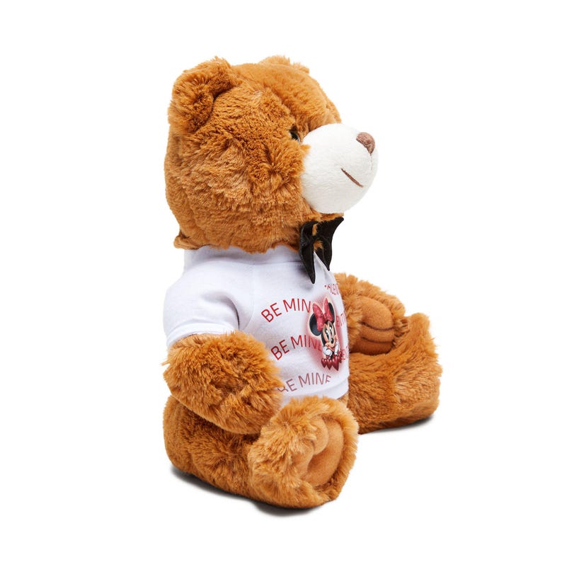 Minnie Maus 'Be Mine' Teddybär Plüschtier | Brauner Bär im weissem Shirt Bild 1