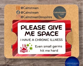 Chronic Illness Awareness Badge – Please Give Me Space Aluminium Card (Red Pattern)