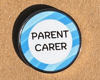 Parent Carer Pin Badge – Pale Blue Awareness – Stainless Steel – 25 mm