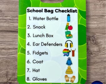 My bag checklist, school routine, get ready, PVC Communication Card – SEN, Autism, ADHD Visual Support
