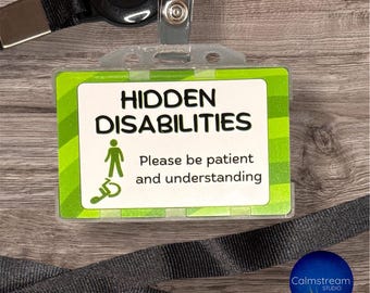 Hidden Disabilities Lanyard Card – Aluminium Awareness Badge, Green Pattern – Patient Understanding ID