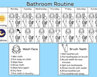 Customisable Digital Bathroom Routine Chart | PECS Visual Schedule | Printable | Action Words and Instructions | Autism & SEN Support