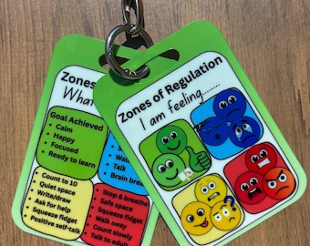 Tarjetas de Zonas de Regulación – Ayuda de Comunicación Visual - Apoyo Emocional, Necesidades Educativas Especiales y Autismo - Para Cordón - PECS