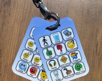 Tarjetas de comunicación portátiles: ayuda visual para expresar sentimientos y necesidades. Aptas para profesores, padres y cuidadores. Compatibles con cordón.