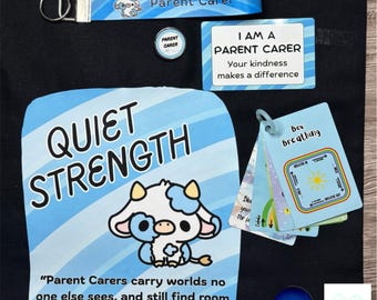 Parent Carer Gift Set – Blue Awareness Card, Pin Badge, Wristlet, Shopper Bag & Mindfulness Cards