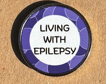 Living With Epilepsy Pin Badge – Purple Awareness – Stainless Steel – 25 mm