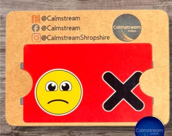 Double‑Sided Visual Communication Card – Yes/No or Happy/Sad Indicator (Sublimated Aluminium)
