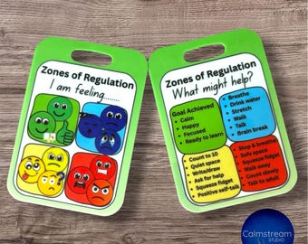 Zones of Regulation Cards – Visual Communication Aid - Emotional Support, SEN & Autism - For Lanyard - PECS