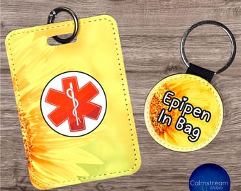 Custom Medical Alert Keyring – Faux Leather ICE / Key Message Tag – 5cm Personalised Safety ID