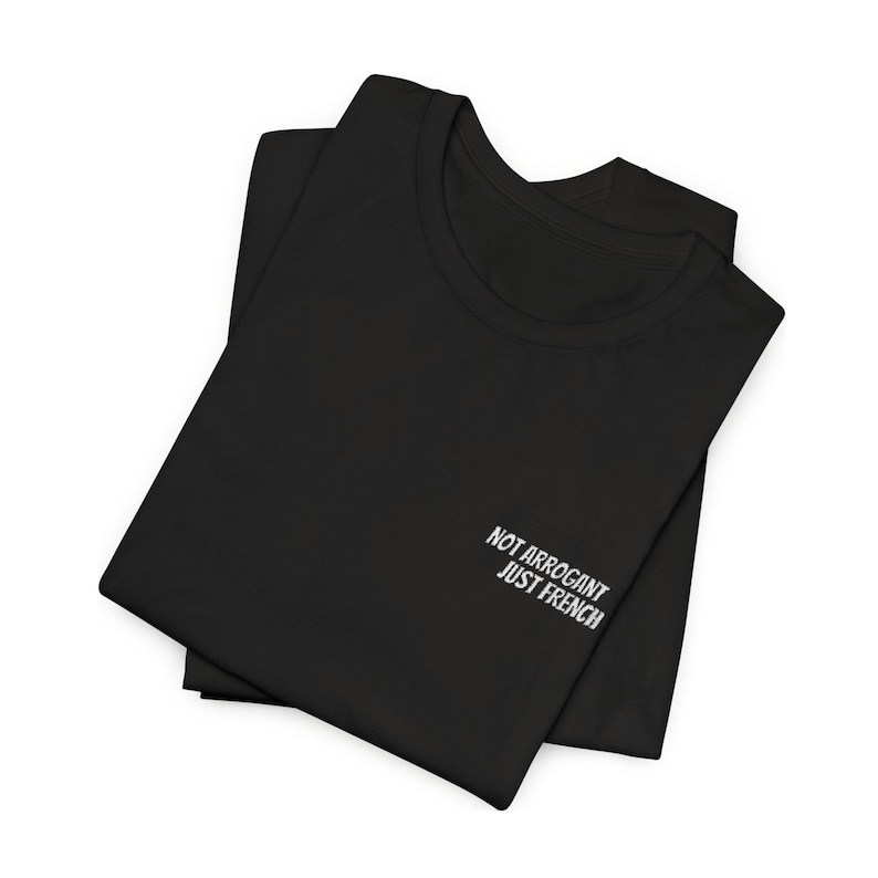 Not Arrogant Just French T-Shirt, Embroidered Parisian Style Daily Wear Tee Black Heather