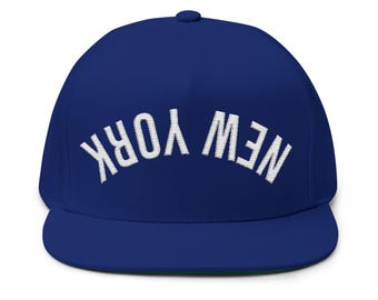 Upside Down New York Embroidered Hat Yupoong 6007 Flat Bill Snapback Streetwear Cap