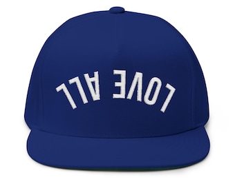 Love All Embroidered Tennis Snapback Hat Upside-Down Unisex Yupoong Flat Brim Sports Cap