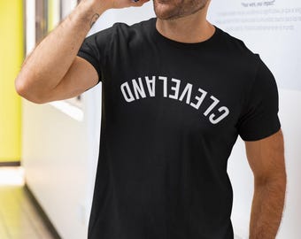 Upside-Down Cleveland Cotton T-Shirt Minimalist City Streetwear Comfort Colors 1717