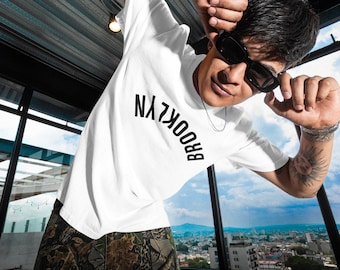 Upside Down Brooklyn T-Shirt – Minimalist NYC Streetwear, Cotton, Unisex Urban Casual