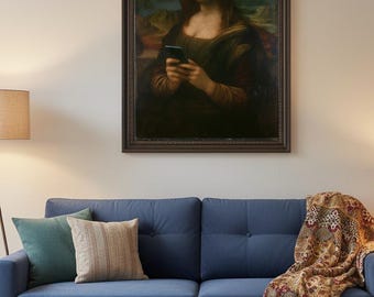 Parodia moderna de la Mona Lisa — Descarga digital instantánea | Arte mural divertido | 4 archivos JPG