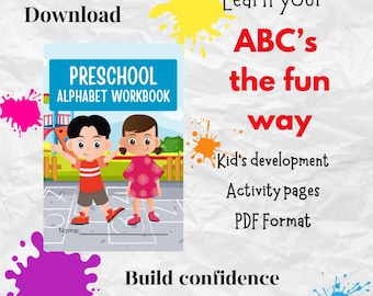 Printable Alphabet Workbook | Learn Letters A-Z | Tracing & Coloring Workbook for Preschoolers | PDF | Homeschooling