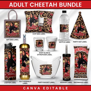 Adult Birthday Party Favor Templates Olit Hookah Pen Label Cigar Wrapper Styrofoam Cups Shot Glass Lighter Label, Leopard Party Favor Labels