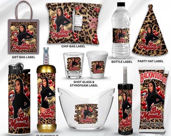 Adult Birthday Party Favor Templates Olit Hookah Pen Label Cigar Wrapper Styrofoam Cups Shot Glass Lighter Label, Leopard Party Favor Labels