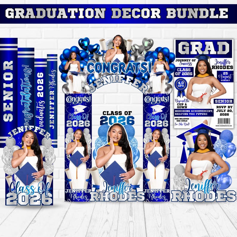 Grad Back Decor Custom Graduation Decor Bundle, Grad Entrance Arch, Congrats Grad ...