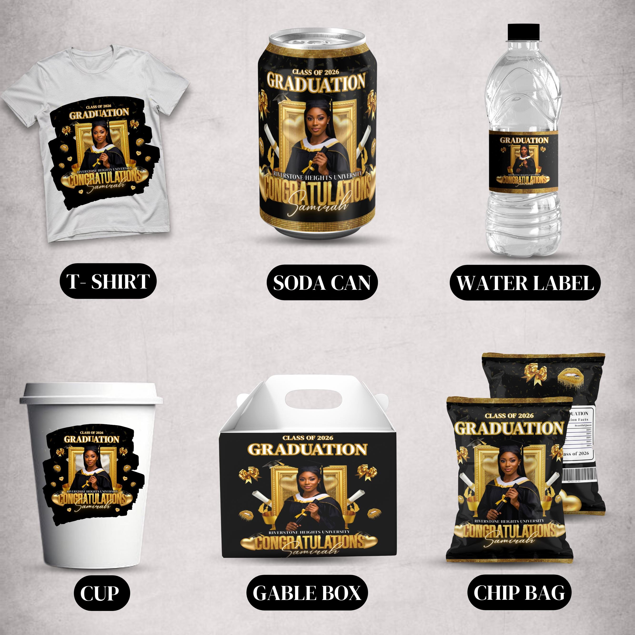 Graduation Party Favor Bundle, Gold and Black Class of 2026 Treat ...