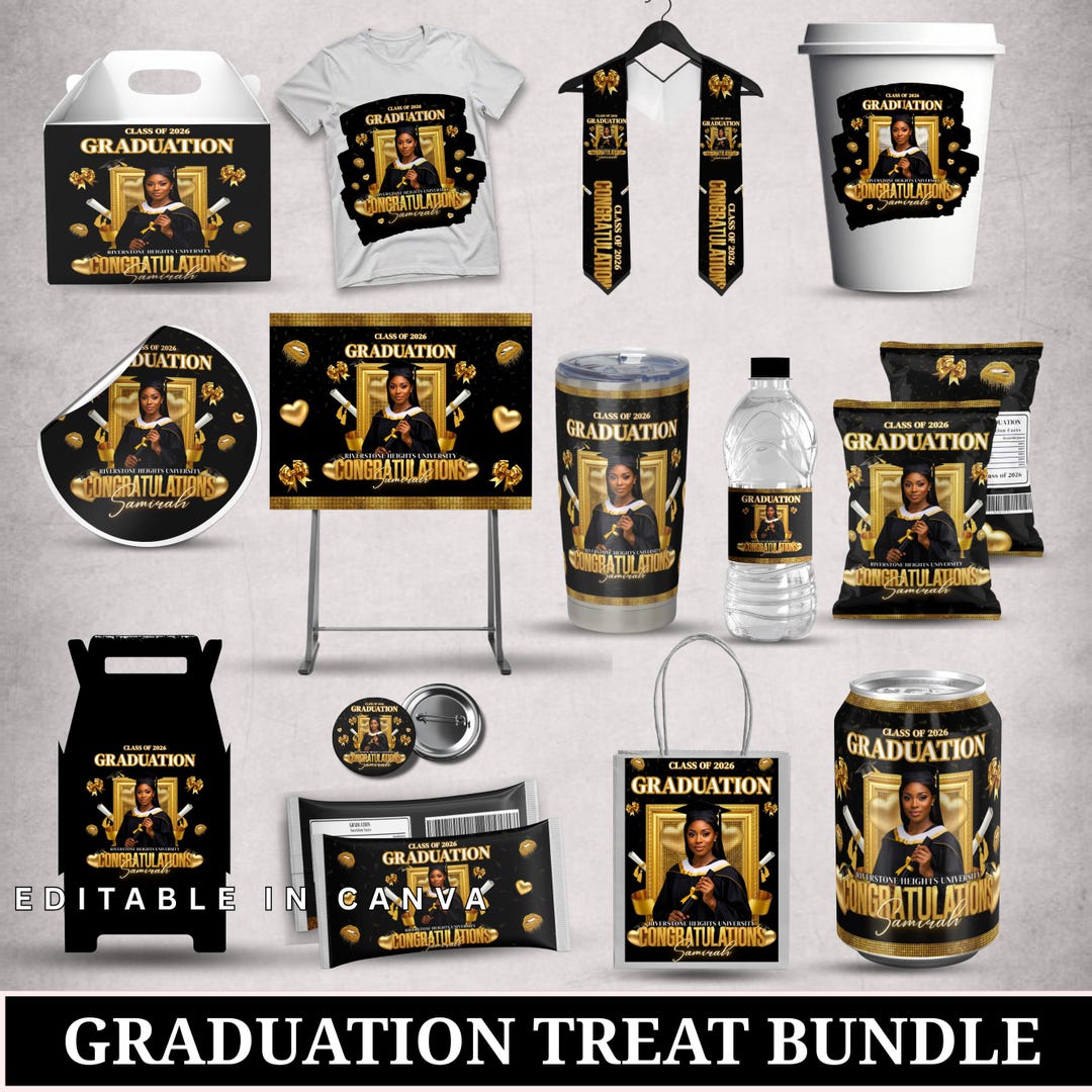 Graduation Party Favor Bundle, Gold and Black Class of 2026 Treat ...