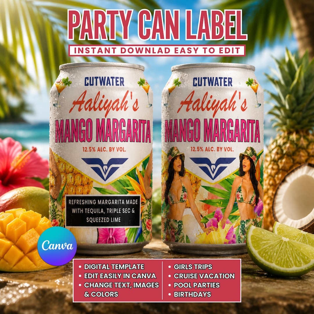 Cutwater Can Label Template Adult Cutwater Label Custom Margarita Can ...