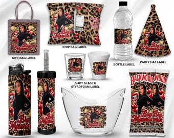 Adult Birthday Party Favor Templates Olit Hookah Pen Label Cigar Wrapper Styrofoam Cups Shot Glass Lighter Label, Leopard Party Favor Labels