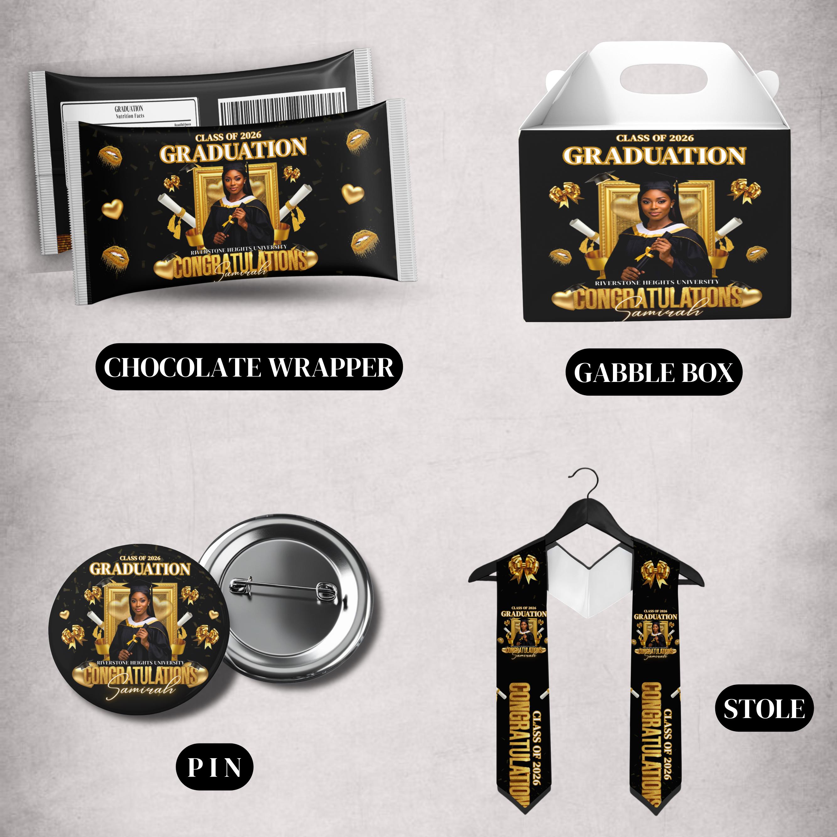 Graduation Party Favor Bundle, Gold and Black Class of 2026 Treat ...
