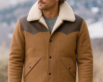 Shearling vest for men sheepskin leather & real shearling fur gilet vest luxury genuine shearling vest gift for him premium bodywarmer