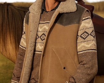 Shearling vest for men sheepskin leather & real shearling fur gilet vest luxury genuine shearling vest gift for him premium bodywarmer