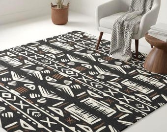 Area Rug, Mudcloth Pattern, Home Office, Kids Room