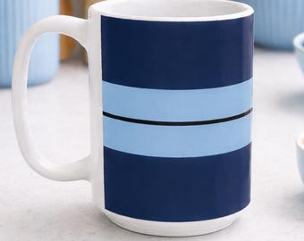 Striped Ceramic Coffee Mug | Denim Blue | Modern Minimalist Drinkware