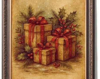 Vintage Christmas Wall Art, Rustic Holiday Print, Old-Fashioned Christmas Decor, Gifts, Presents, Ralph Lauren Christmas, Digital Prints