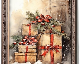 Vintage Christmas Wall Art, Rustic Holiday Print, Old-Fashioned Christmas Decor, Gifts, Presents, Ralph Lauren Christmas, Digital Prints