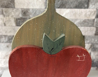 Soporte de madera para correo o platos de manzana - Estilo rústico vintage, hecho a mano y pintado a mano.