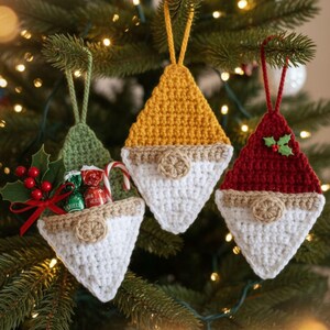 Patrón de adorno de bolsillo de gnomo: adorno para regalo DIY, porta dulces, decoración navideña y festiva, descarga instantánea
