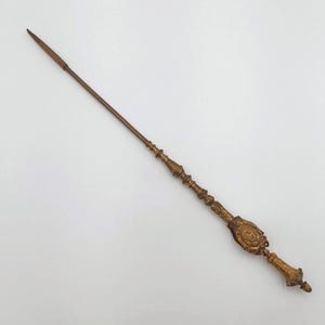 Vintage Ornate Fireplace Poker / Neoclassical Louis XVI Style / Gilded Metal Hearth Tool / Fire Tool